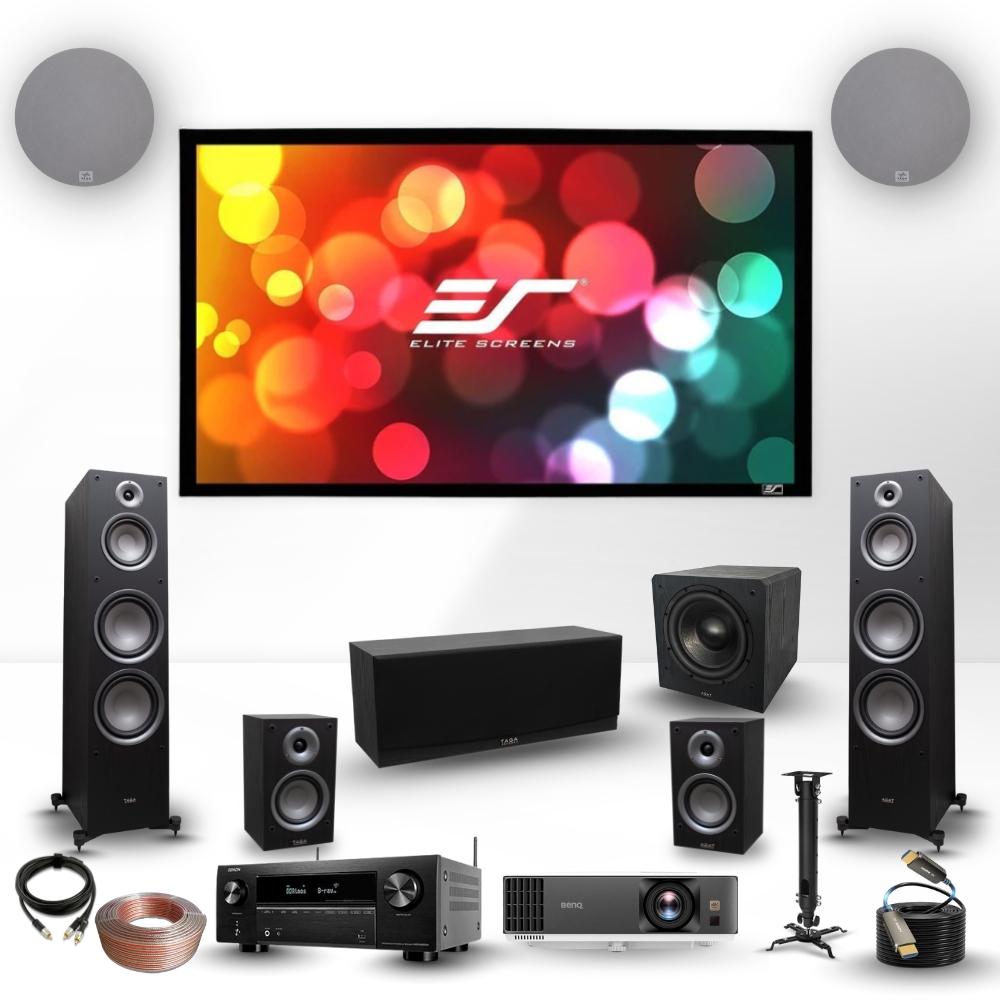 TAGA HARMONY TAV SERIES 5.1.2 DOLBY ATMOS HOME THEATER PACKAGE WITH BENQ 4K PROJECTOR & 120" SCREEN