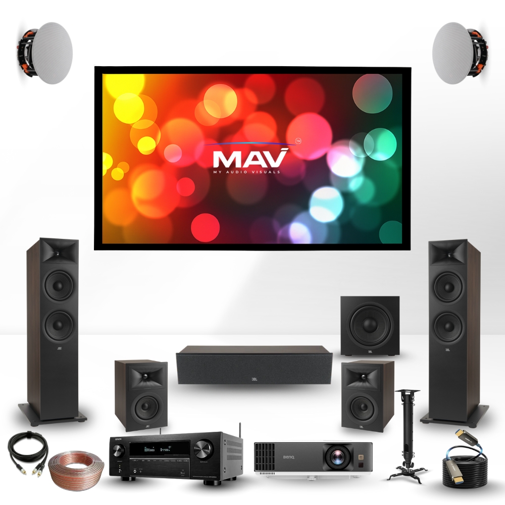 JBL STAGE 5.1.2 DOLBY ATMOS HOME THEATER PACKAGE WITH 4K PROJECTOR & 120" SCREEN